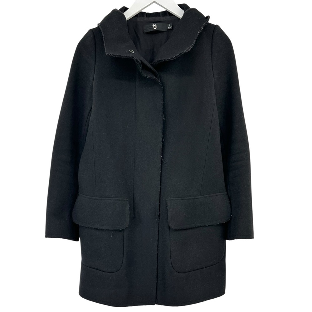 Jil Sander x Uniqlo +J Black Oversized Hooded Minimalist Wool Button Up Jacket